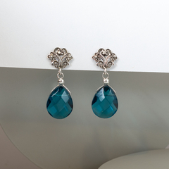 Imagen de Aros gota flat con base de plata