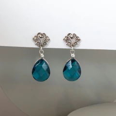 Imagen de Aros gota flat con base de plata