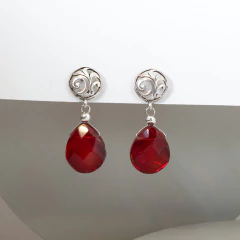 Aros gota flat con base de plata