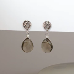 Aros gota flat con base de plata - comprar online