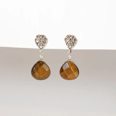 Aros gota flat con base de plata - BLAUHAUS JOYAS