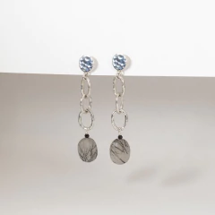 Aros cadena de plata y cuarzo rutilado