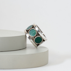 Anillo con circulos de agata verde - comprar online