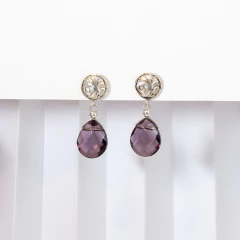 Aros gota flat con base de plata