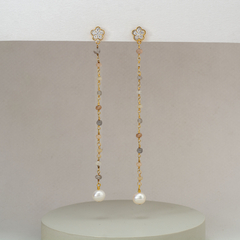 Aros cadena de moonstone y perlas