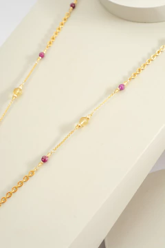 Collar largo/corto con citrinos, rubíes y goldfilled- hecho a mano