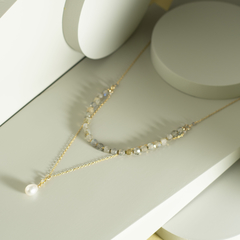 Collar doble de labradorita y perla - comprar online