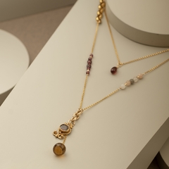 Collar corto/largo moonstone, granate y citrino