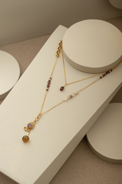 Collar corto/largo moonstone, granate y citrino - comprar online