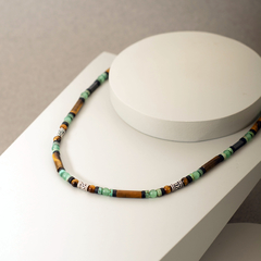 Collar corto plata y ojo-de-tigre