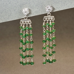 Aros largos con esmeralda y plata - comprar online