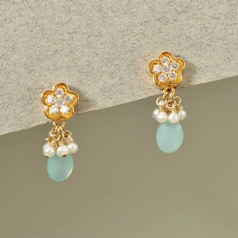 Aros combinados con Calcedonia y racimo perla