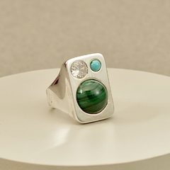 Anillo de plata con malaquita y turquesa en internet