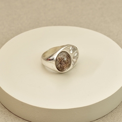 Anillo de plata con cuarzo rutilado, cubics