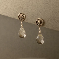 Aros gota flat con base de plata - tienda online