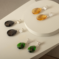Aros gota flat grande con base de plata