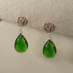 Aros gota flat con base de plata - tienda online
