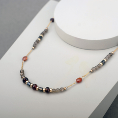 Collar combinado cuarzo ahumado, granate