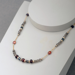 Collar combinado cuarzo ahumado, granate - comprar online
