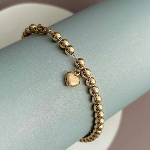 Pulsera cadena y bolitas de Goldfilled