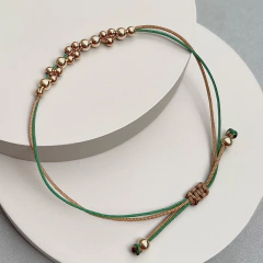 Pulseras bolitas de goldfilled con 2 hilos seda - BLAUHAUS JOYAS