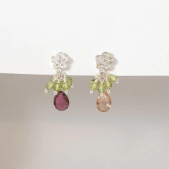 Aros de plata combinados con turmalina y peridoto