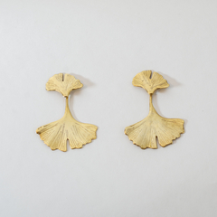 Aros Ginkgo Biloba bronce bañado en oro - hechos a mano
