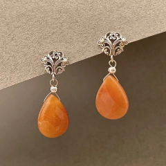 Imagen de Aros gota flat con base de plata