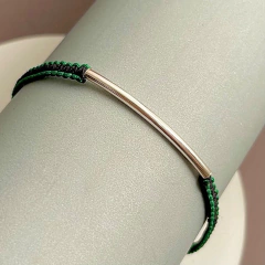 Pulseras tejidas con hilos de seda en 2 colores, con centro en internet