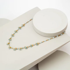 Collar corto vermeil con apatita y perlas - hecho a mano