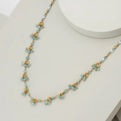 Collar corto vermeil con apatita y perlas - hecho a mano