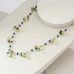 Collar confeccionado con plata 925, Malaquita, peridoto y turmalina verde