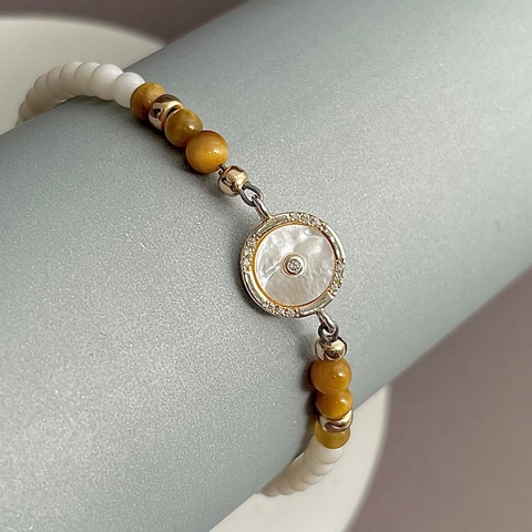 Pulseras, centro cubics, baño de oro y piedras - comprar online