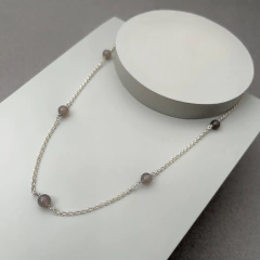 Collar corto de plata con ágata gris – hecho a mano en internet