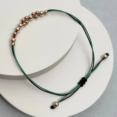 Pulseras bolitas de goldfilled con 2 hilos seda