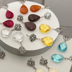 Aros gota flat con base de plata
