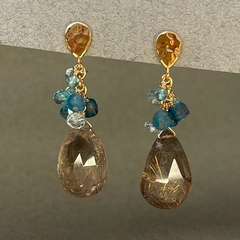 Aros de plata 925 bañados en oro y Rutilado
