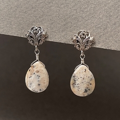 Aros gota flat con base de plata - BLAUHAUS JOYAS