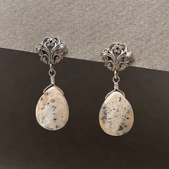 Aros gota flat con base de plata - BLAUHAUS JOYAS