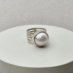 Anillo rulos de plata con perla - tienda online