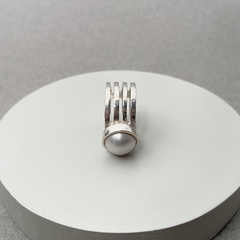 Anillo rulos de plata con perla en internet