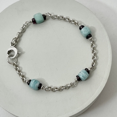 Pulsera cadena finita con amazonita y granate - comprar online