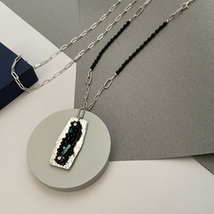 Collar con centro bordado con Ónix - tienda online