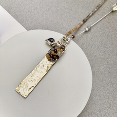 Collar largo/corto bordado con moonstone - comprar online