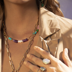 Collar combinado con amatista, Opalo rosa, turquesa y ónix verde - BLAUHAUS JOYAS