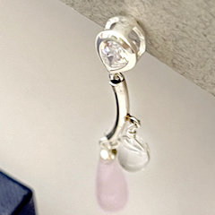 Aros combinados plata y cuarzo rosa - comprar online