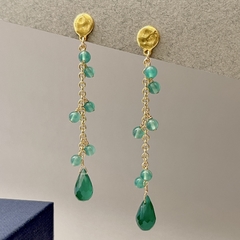 Aros largos vermeil y onix verde