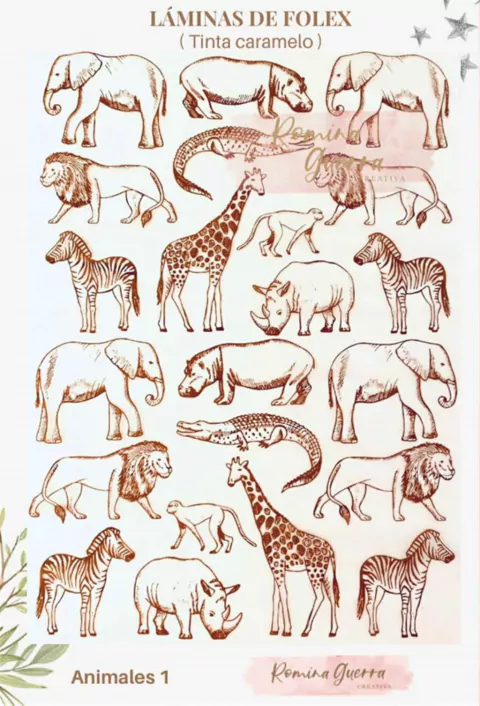 ROMINA GUERRA LAMINA TRANSF. FOLEX ANIMALES 1 CARAMELO
