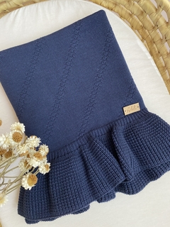 MANTA TEJIDA VOLADOS/AZUL