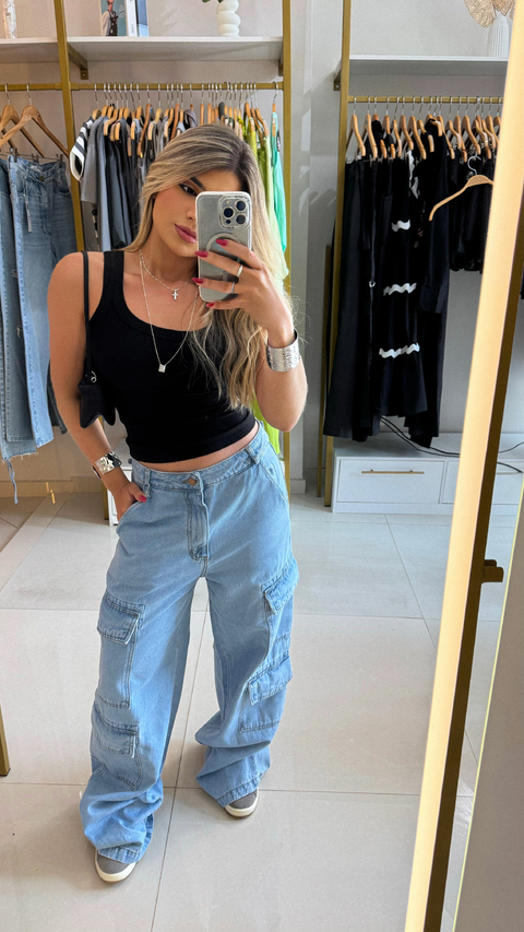 CALÇA JEANS CARGO DUNE